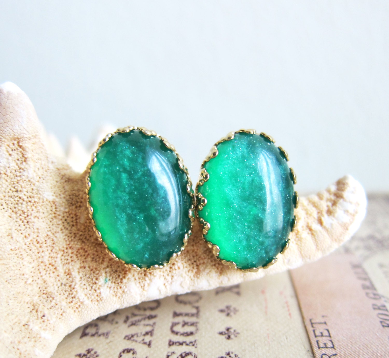 Emerald Green Earrings Studs Green Wedding Emerald Bridesmaids Gift Customized Bridal Jewelry Art  Deco Victorian Vintage Style AD1