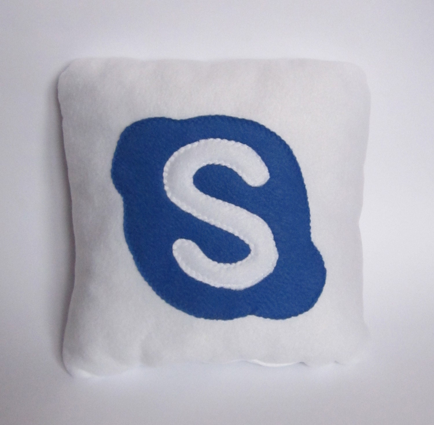 Decorative Pillows - Skype icon Pillow - Handmade Pillow - 12x12 White Geekery Pillow
