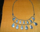 1960s-1970s Sterling Silver and Lapis Two Strand Necklace