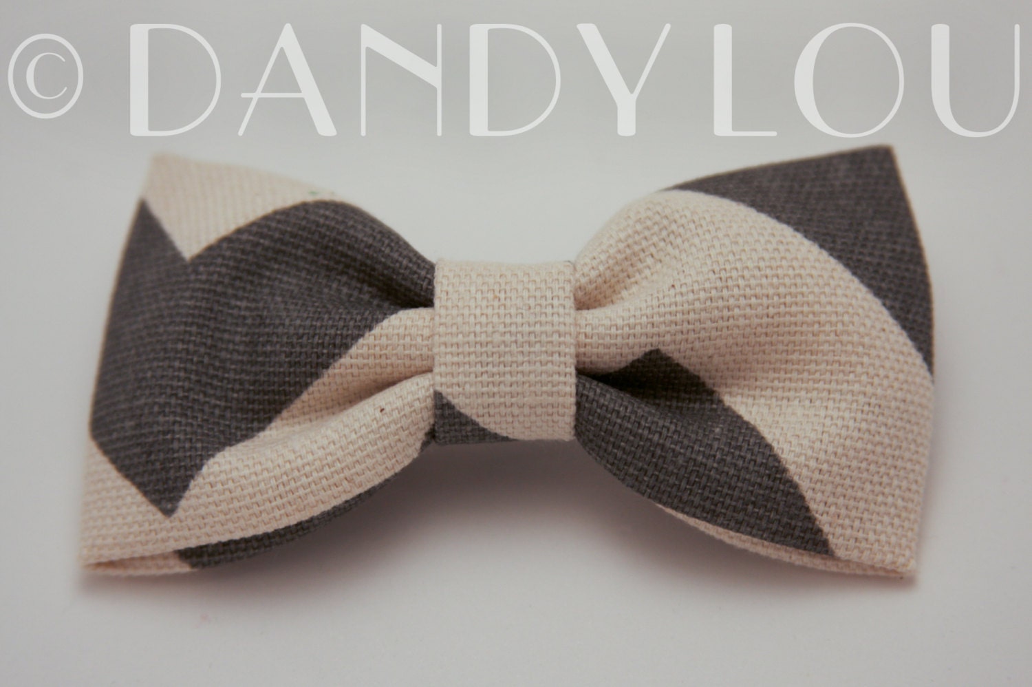 PREPPY BOW: Grey, Yellow or Red and Natural White Chevron Bow Barrette/Hair Clip/Headband or Bow Tie