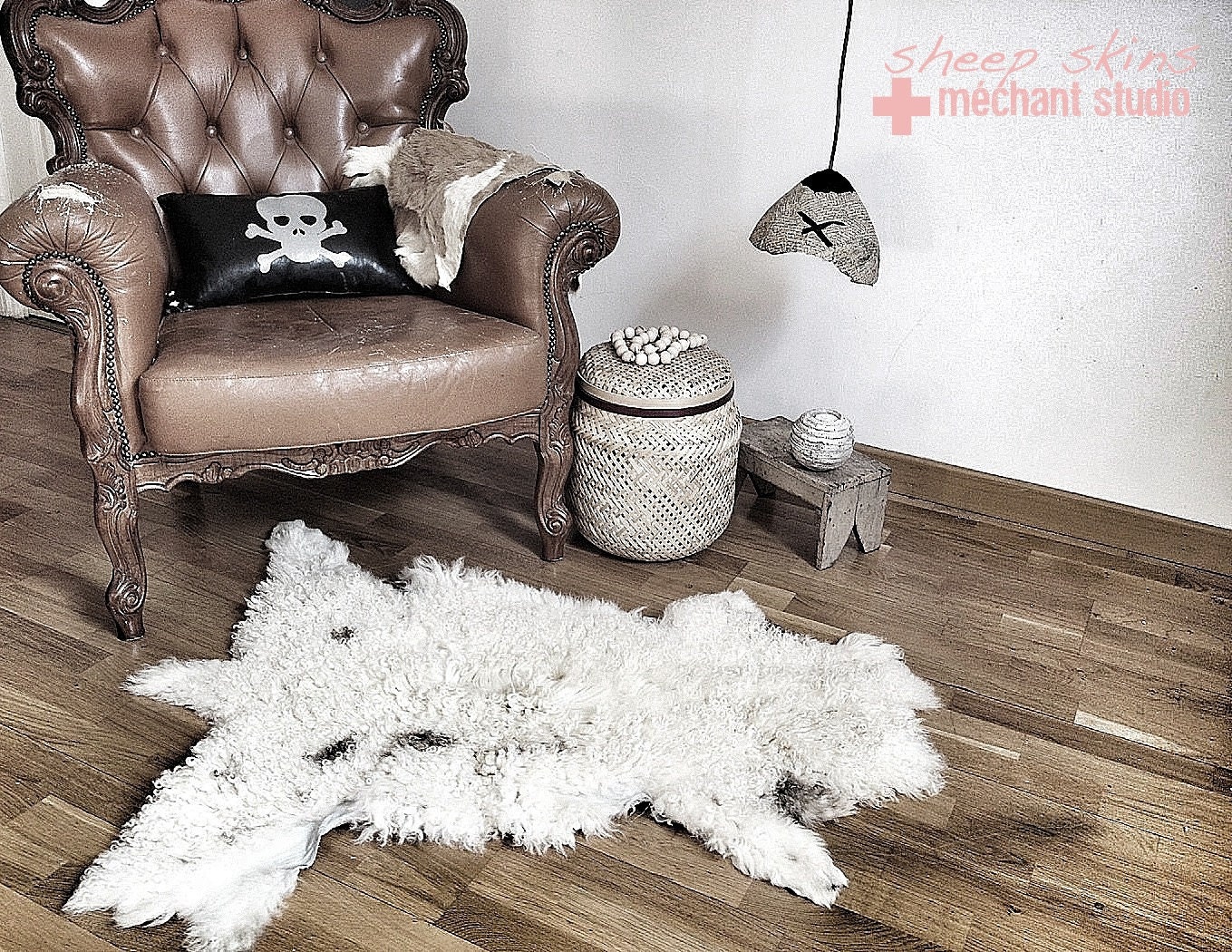 Sheep Skin Rug brown and white