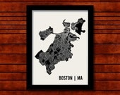 Boston Map Art City Print, 18 x 24