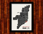 Miami Wedding or Housewarming Gift Print - Personalized Map Art