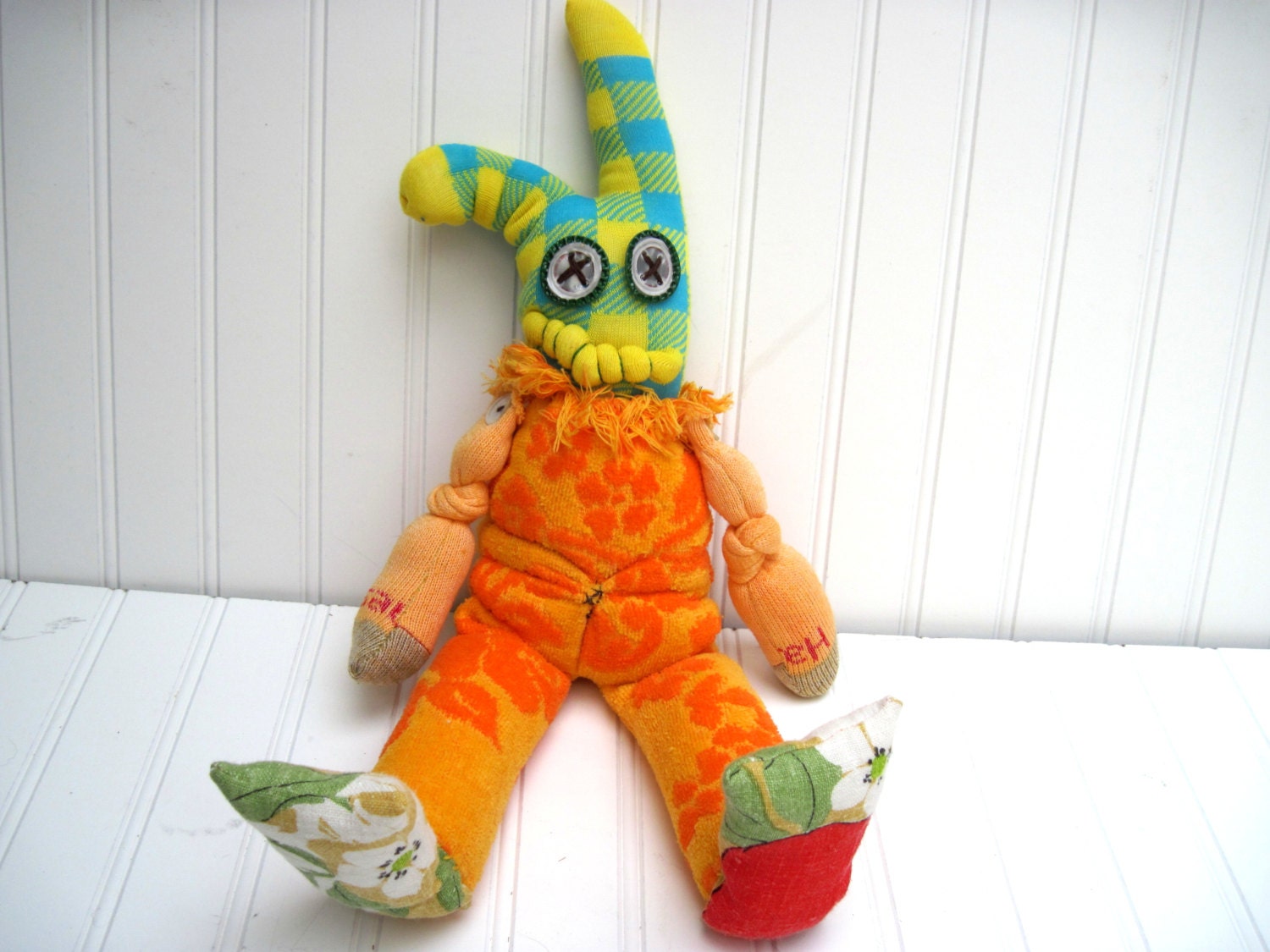 Handmade Scrap rabbit plush bunny handmade art doll