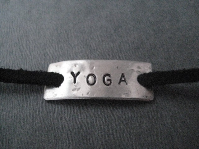 YOGA Wrap Bracelet - Yoga Jewelry - Inspirational Jewelry - Nickel Silver Pendant on 3 feet of Micro Fiber Suede