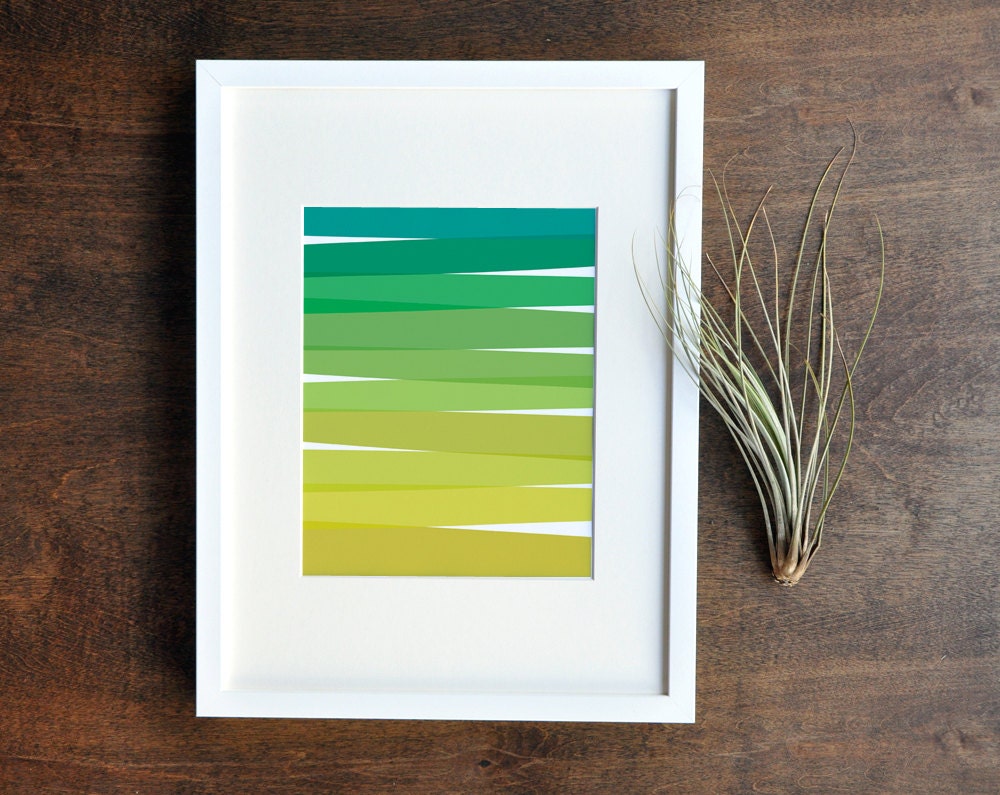 Ombre Art Print - Yellow, Green, Teal - 5x7, 8x10, 11x14