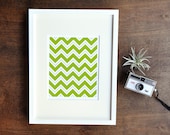 Chevron Art Print - Green, Yellow - 5x7, 8x10