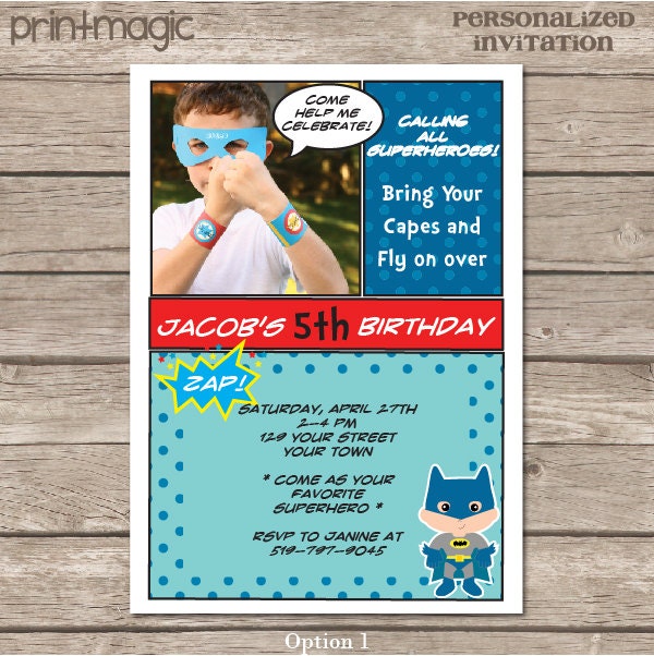 Hero Birthday Personalized Printable Invitation