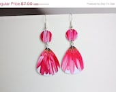 ON SALE Guitar Pick Earrings GERBERA Flower Print Handmade Upcycled Gift Card Eco-Friendly Jewelry