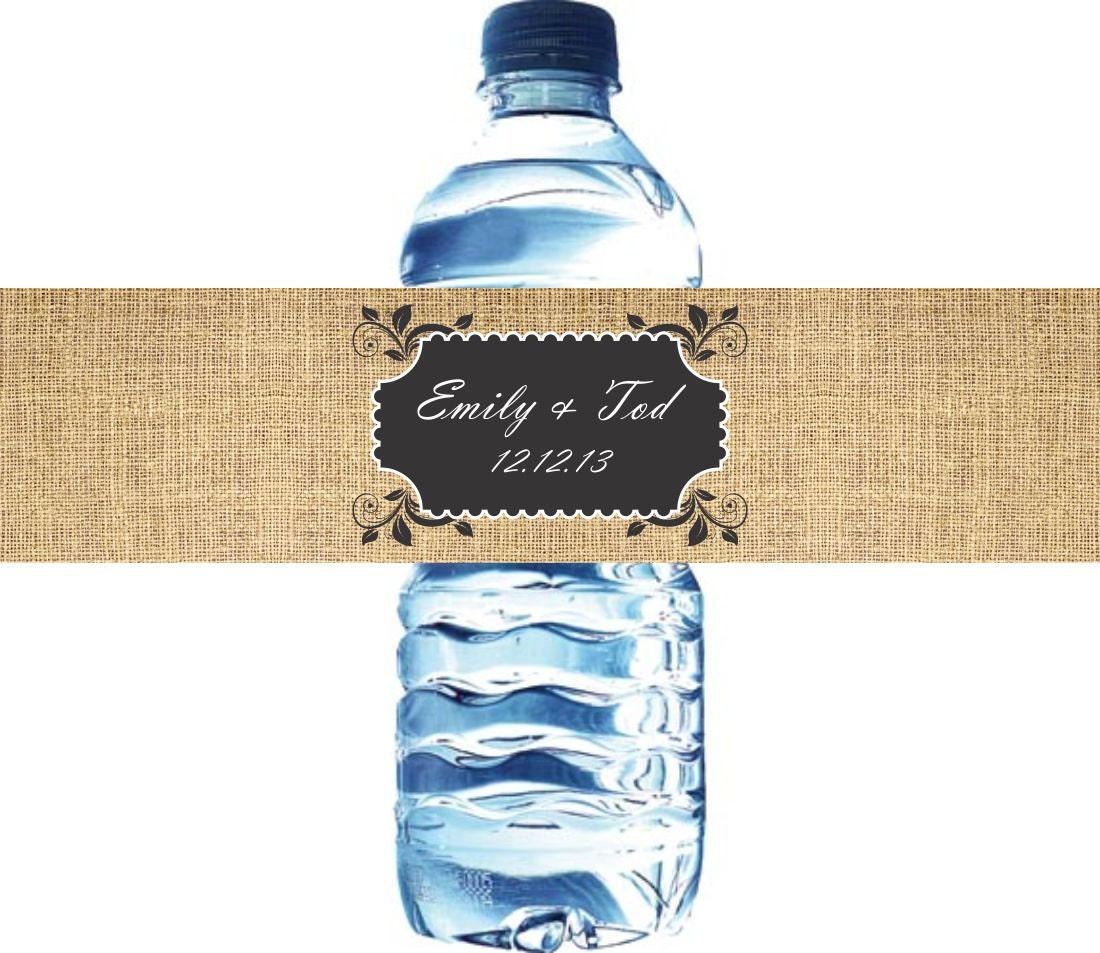 Waterproof Water Bottle Labels - 50 Printed labels with your wedding colors Il_570xn