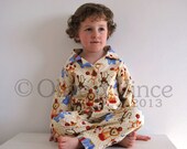 Circus print colorful pyjama set boys girls cute fun animal design soft brushed cotton warm thick fabric dream sleep red yellow blue cream