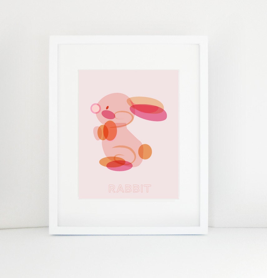 Nursery Wall ART "Modern Woodland - RABBIT" Print