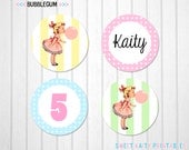 PRINTABLE Party Circles - Vintage Bubblegum Party - DIY Personalized Cupcake Toppers, Favor Tag - Digital File