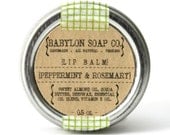 Peppermint & Rosemary Lip Balm . Cocoa Butter and Beeswax . 100% Natural Lip Balm . Tin Lip Balm