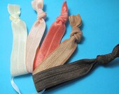Neutral hair ties - ponytail holders - no crease ponytail holder - yoga hair ties - knotted hair ties - elastic ribbon