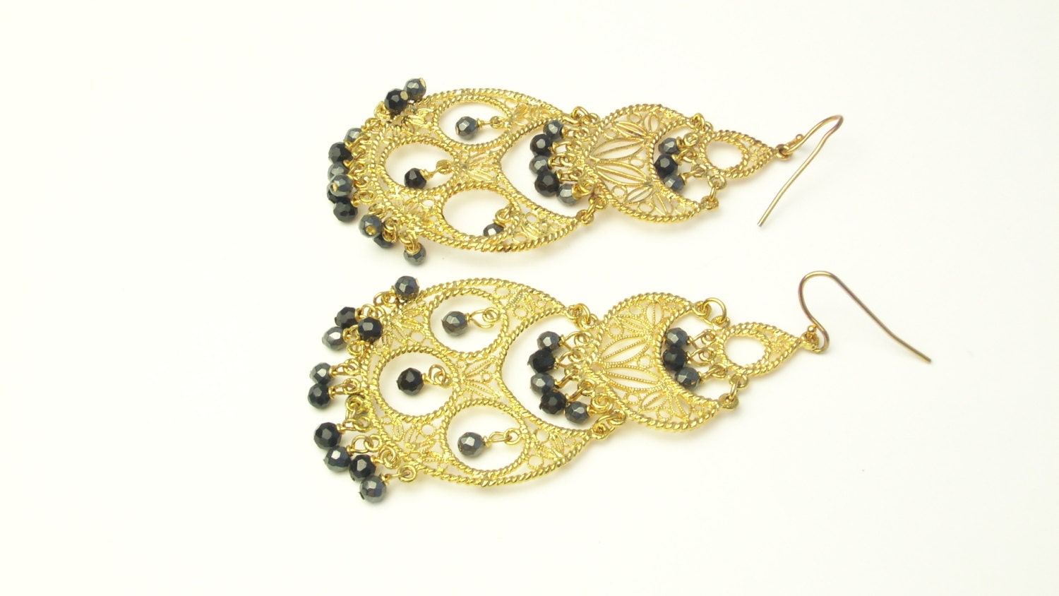 Vintage Gold Filigree Double Dangle Glass Seed Bead Pierced Costume Jewelry Earrings on Etsy
