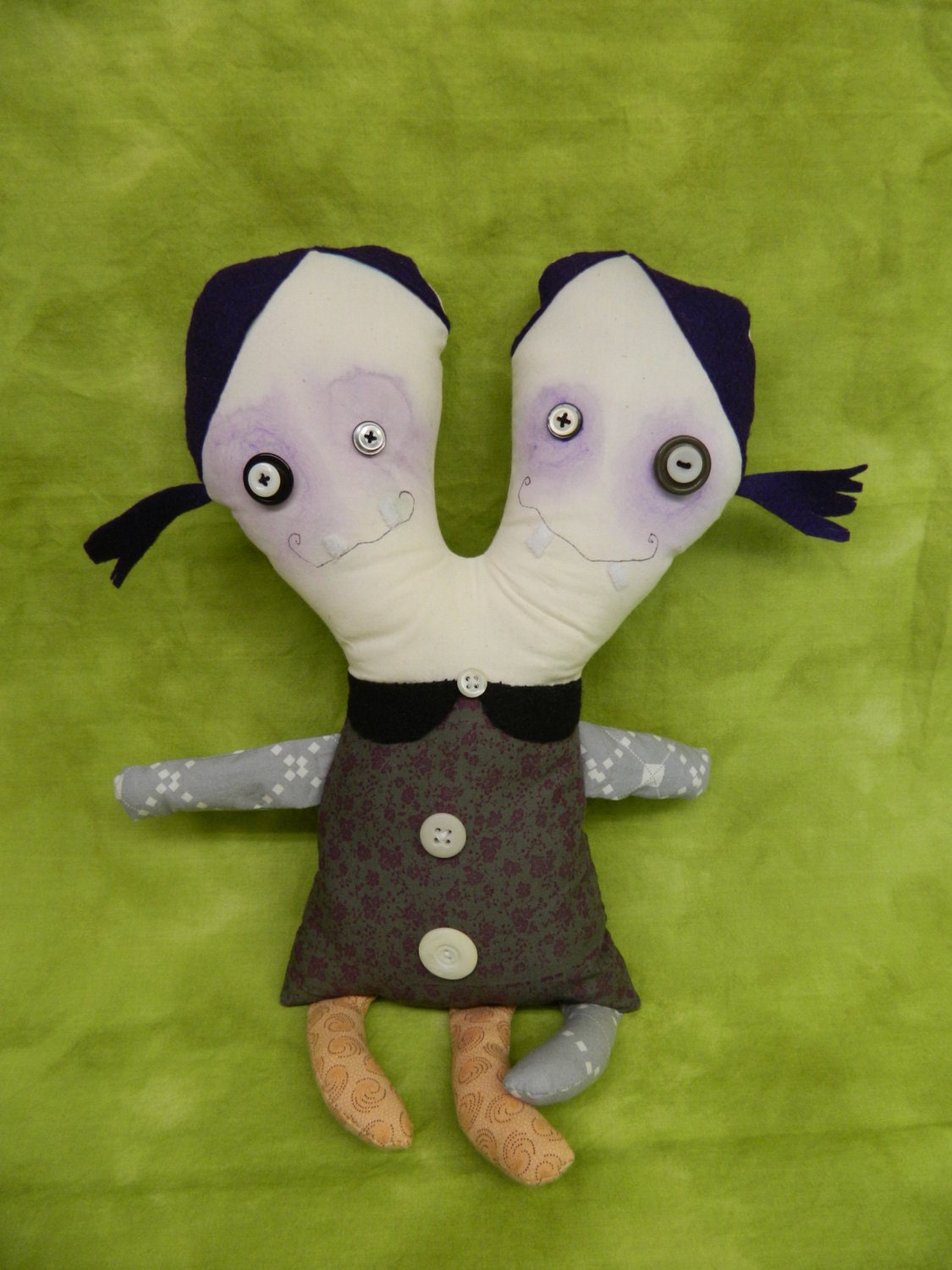 Tuesday & Thursday Doll  Art, Two Heads, Twins