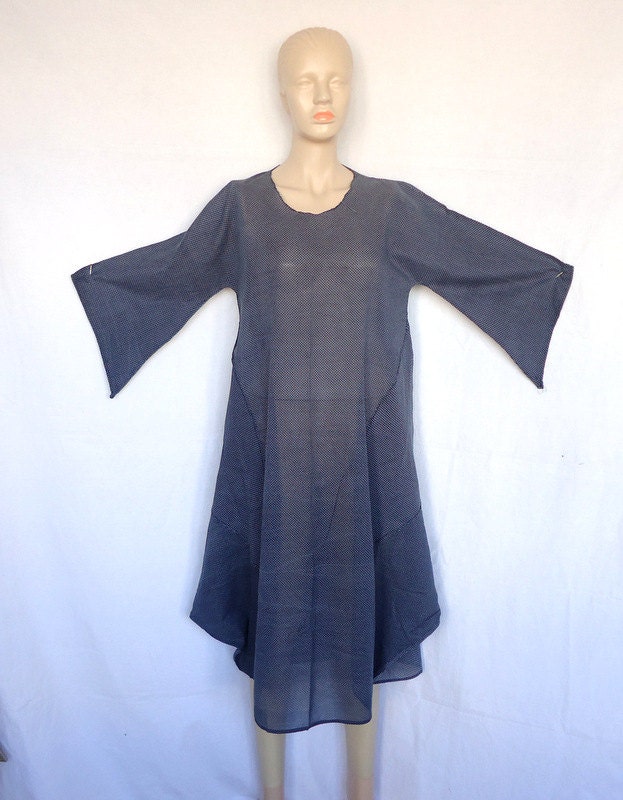XXL Dress Beach Cover Up,Cotton Plus Size Dress, Black Dotted Dress ,XXL Clothing.