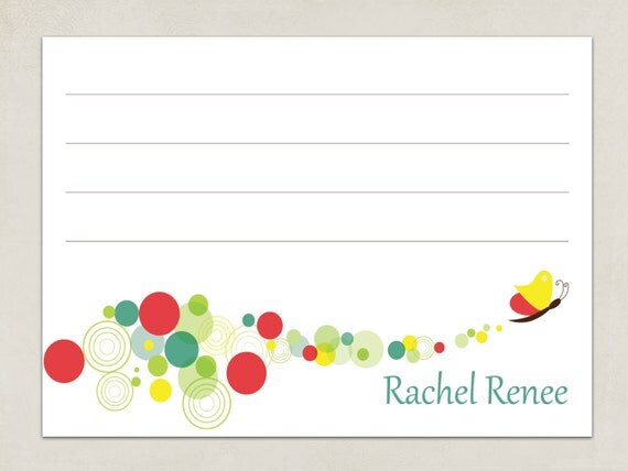 Printable Personalized Notecard 5"x7" or 4"x6" - Bubble Butterfly Collection - DIY Printables by The Splendid Shindig Il_570xn