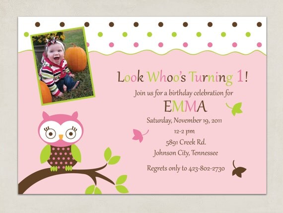 Printable INVITATION - Owl Party Collection with Photo - DIY Printable by The Splendid Shindig Il_570xn