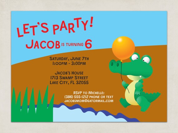 Printable INVITATION - Alligator Party Collection - DIY Printable by The Splendid Shindig Il_570xn