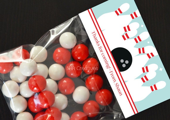 Personalized Bowling Treat Bag Topper - DIY Printable Digital File