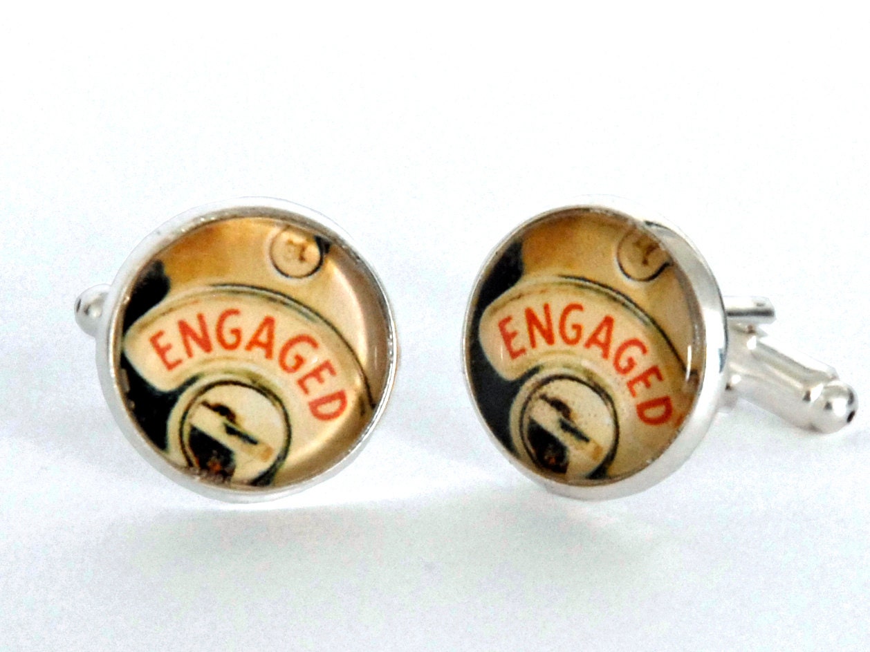Engaged silver plated cufflinks gift for fiance