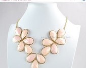 Drop Shape Necklace, Bubble Necklace,  Statement Necklace, Bib Necklace,Flower Necklace (FN0621-Soft Pink)