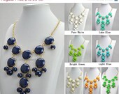 Navy Bubble Necklace, Navy Color Necklace, Resin Jewelry, Statement Necklace (FN0590-M-Navy)