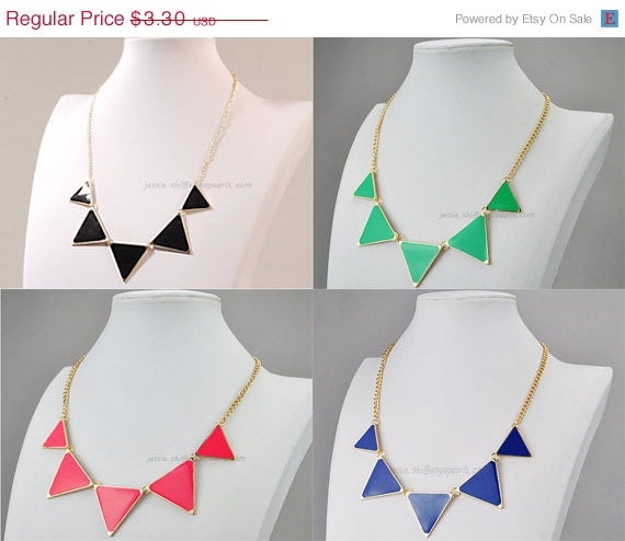 Triangle Bib Necklace, Chunky Necklace, Resin Necklace, Popolar Necklace, Statement Necklace(FN0568)