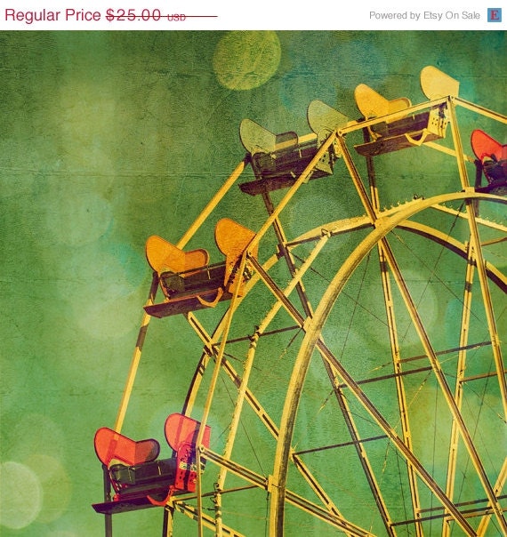 ON SALE Nursery Decor Idea, Colorful Carnival Photo Decor, Nostalgic Nursery Print, Santa Cruz Boardwalk Photography - Carnival Dreams (8x8