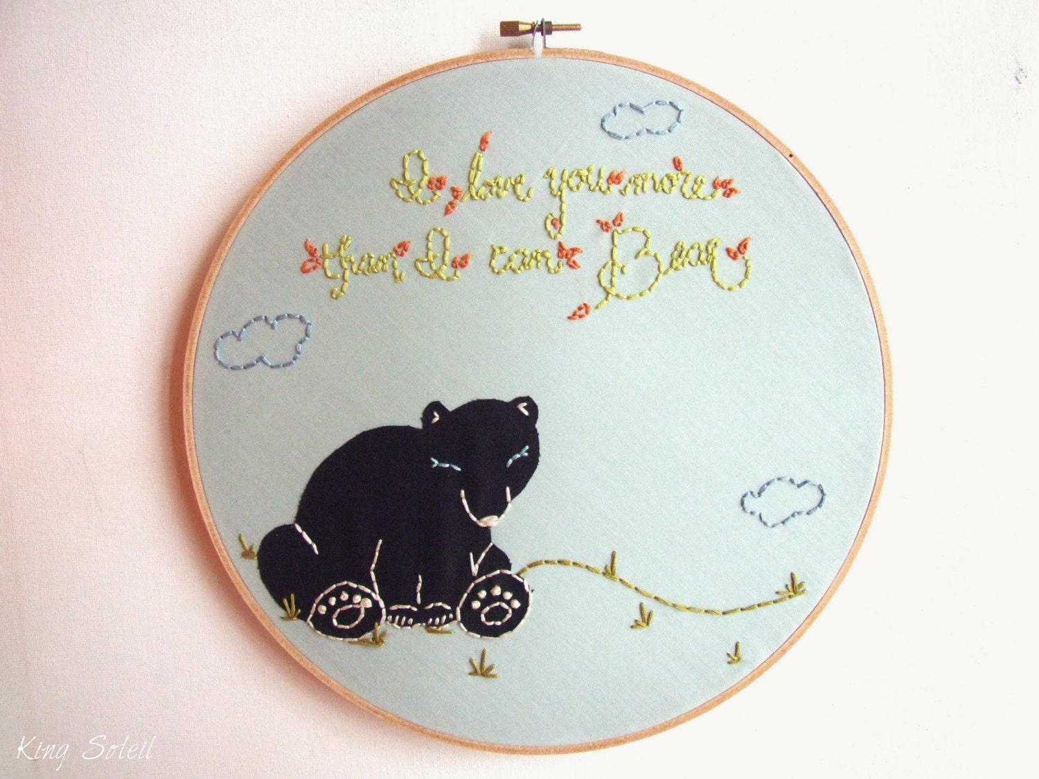 Nursery Art Woodland Bear Brown Seafoam Lime Blue Modern Quote Wall Art