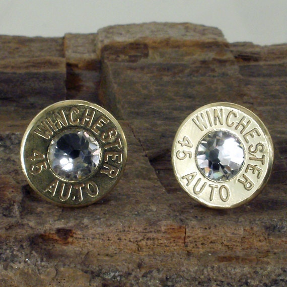 Bullet Earrings - Winchester 45 AUTO - Crystal Club Hoppers