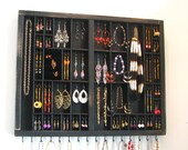 Printers Typeset Tray Jewelry Display with stud slots and a ring cubby