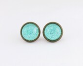 Aqua Mint Sparkle Stud Earrings