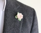 mens flower boutonniere / wedding lapel pin / felt handcrafted flower pin in LIGHT PINK  / theLOVEstitch