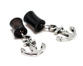 4g-5/8" Silver Anchor Dangle Tunnel Plugs