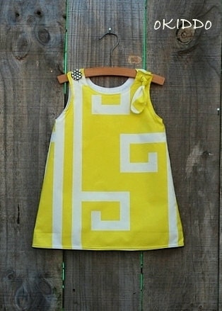 Girl's A-line Dress Spring/Summer in Yellow and White - Size 12-18m