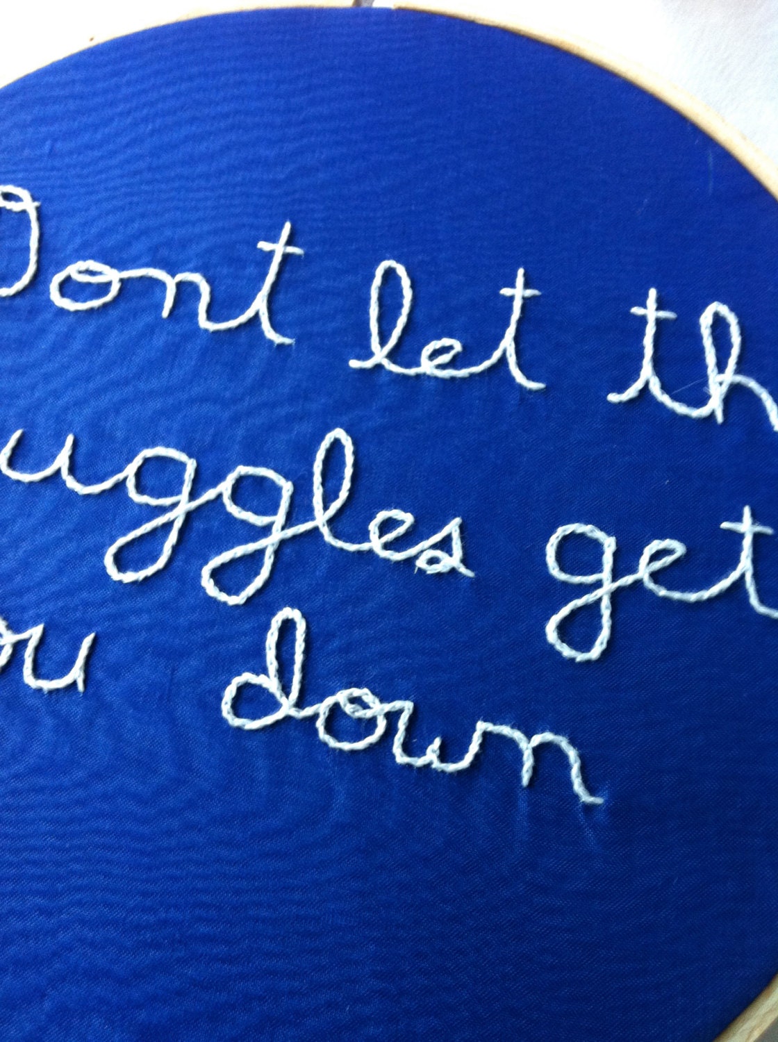 Blue and White Harry Potter, Don't Let The Muggles Get You Down Embroidered Wall Hanging - by BeanTown Embroidery