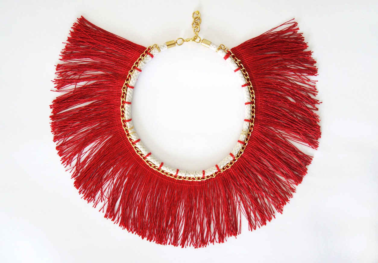 Ruby Red Fringe Collar