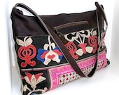 Amazing Hill Tribe Bag Hand Woven Vintage HMONG Fabric Genuine Adjustable Leather Strap
