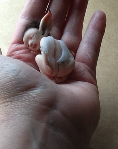 Ooak sleeping polymer clay bat baby Drake