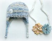 twins baby boy girl knitted beanie hat, 2 headbands, triplets photo prop,newborn photography prop, brother sister photo prop
