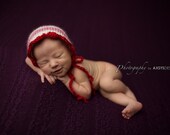 newborn photography prop-STRIPED beanie bonnet hat -0-4 weeks-baby shower gift-valentine photo prop-pink red bonnet