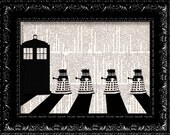 Dr Who - Dalek Beatles Abbey Road - Geekery  - Vintage Dictionary Print Vintage Book Print Page Art Upcycled Vintage Book Art