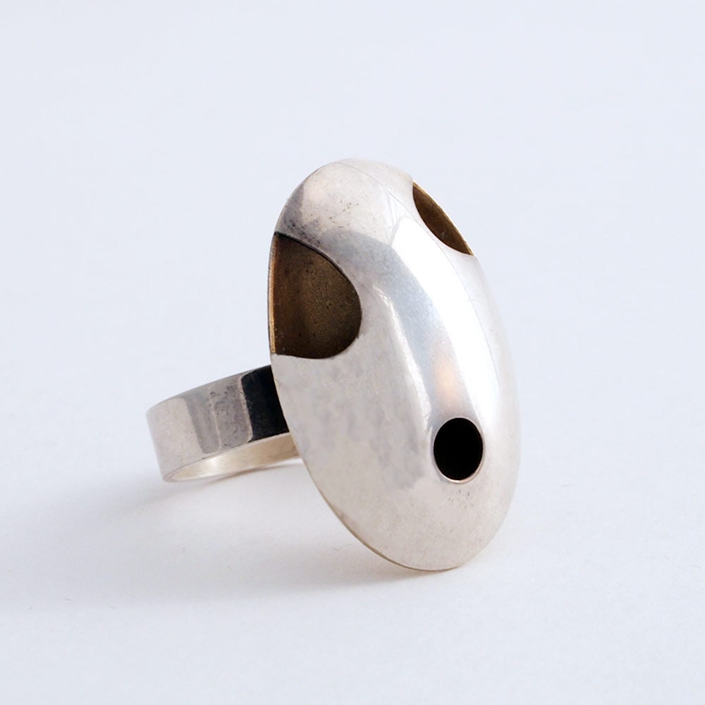 Modernist Kaunis Koru Sterling Silver Ring Finland Scandinavian Nordic 1970s