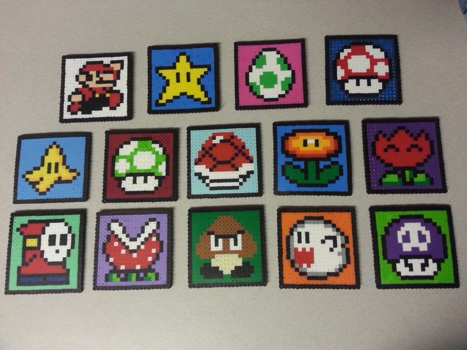 Nintendo Perler Mario (and others) Coasters or Magnets - Choose 4 Coasters