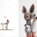 FINGER PUPPET MOBILE / Wall Hanging, Kangaroo & Panda Multicultural Family, Mother, Father and Baby, felted wool toy and child's room decor