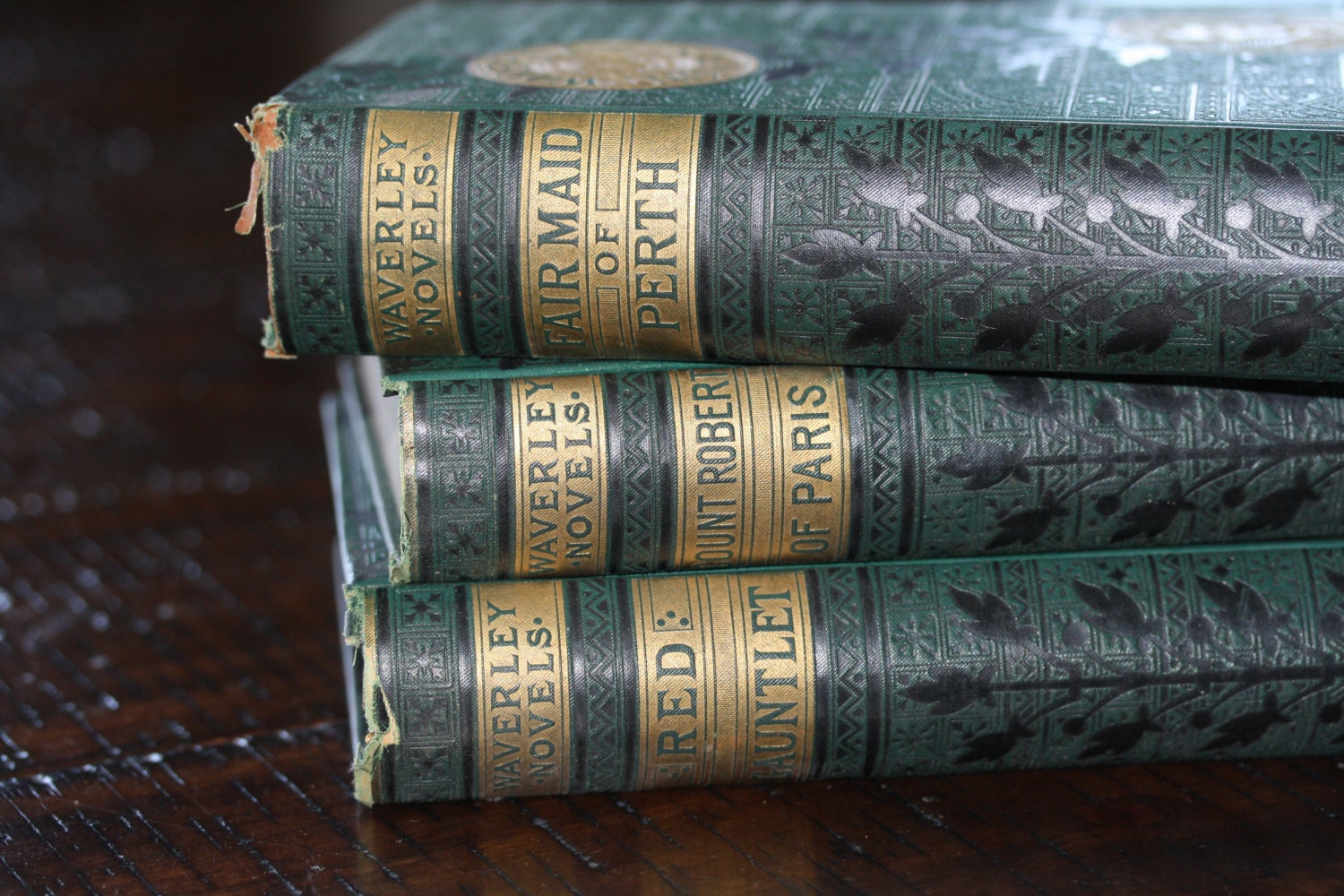Teal Green Beautiful Vintage 3 Book Collection