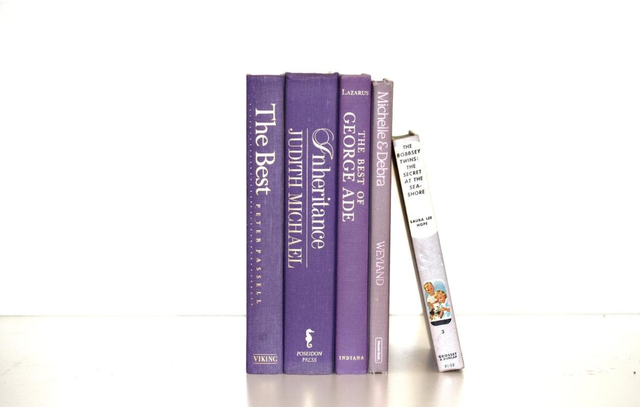 Purple Book Collection Vintage Book Decor